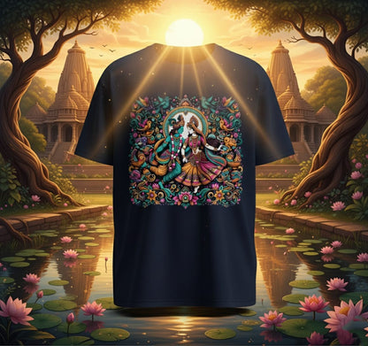 Divine Love Oversized Tee – Krishna x Radha Edition | Oversized Fever